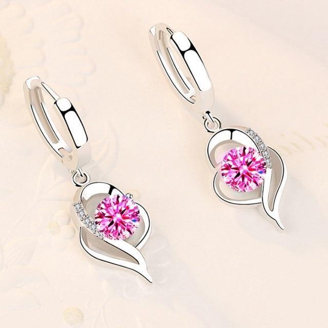 Orecchini Floreali color argento e Zirconia Incastonata