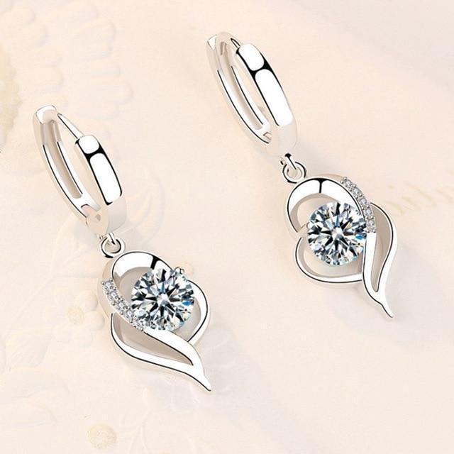 Orecchini Floreali color argento e Zirconia Incastonata