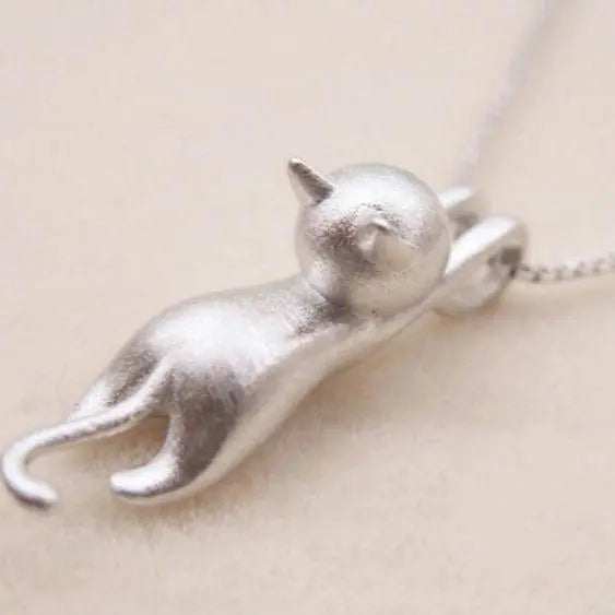 Collana Divertente con un Gattino color argento