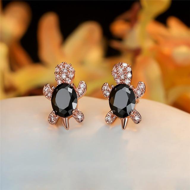 Orecchini a forma di Tartaruga Marina in Zirconio e color argento