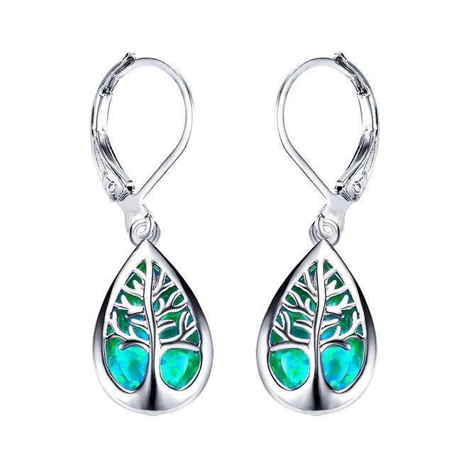 Orecchini Albero della Vita in Opale e color argento