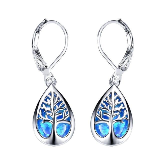 Orecchini Albero della Vita in Opale e color argento