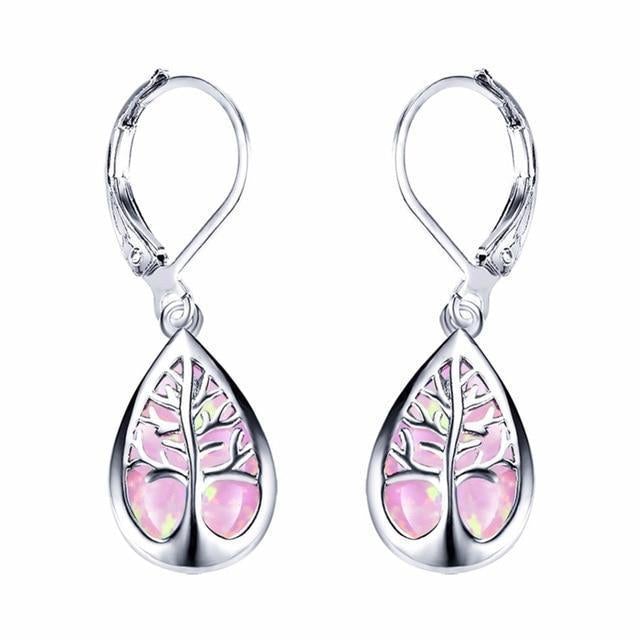 Orecchini Albero della Vita in Opale e color argento