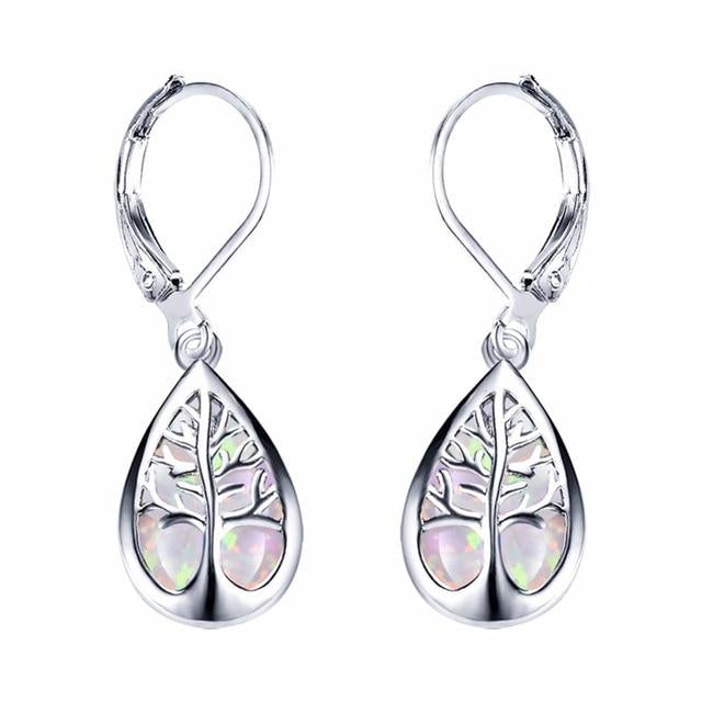 Orecchini Albero della Vita in Opale e color argento