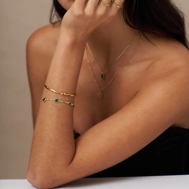 Bracciale a Catena Link in Emeraldo | Oro