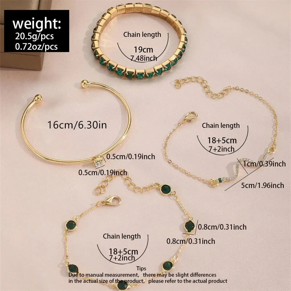 Set di Bracciali in Pietra Verde Puro
