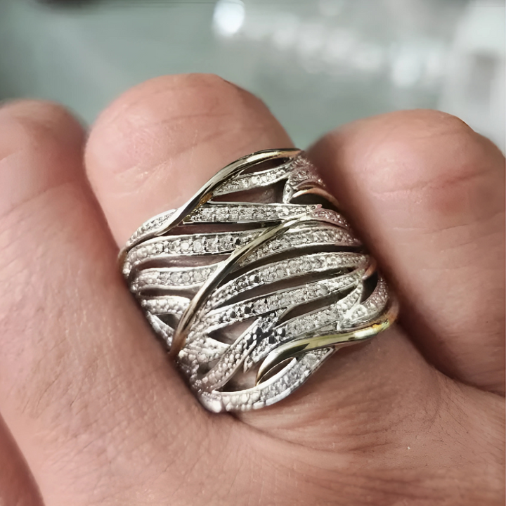Anello Elegante a Strati Intrecciato