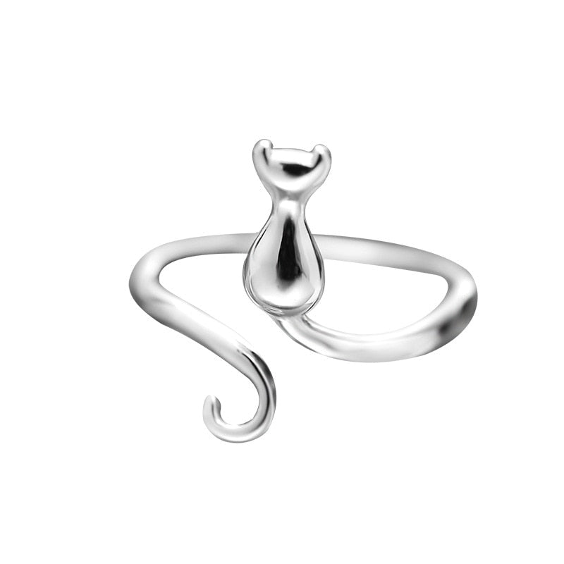 Anello adorabile in acciaio inossidabile a forma di gatto