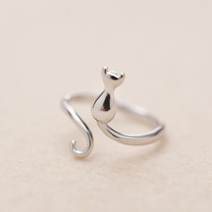 Anello adorabile in acciaio inossidabile a forma di gatto