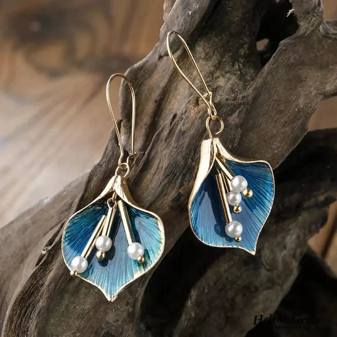 Orecchini color argento Vintage Blue Lotus