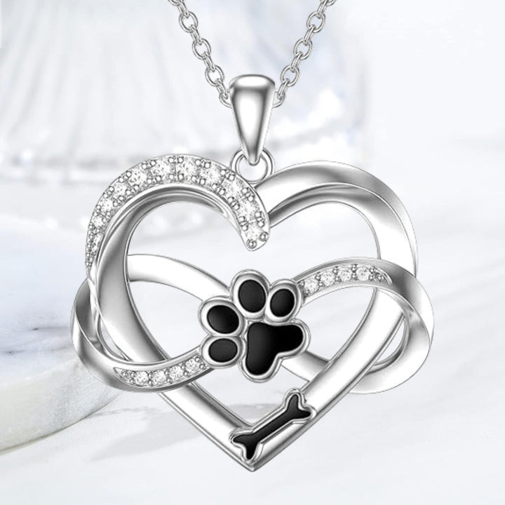 Collana Infinity a Cuore e Zampa color argento con Zirconia