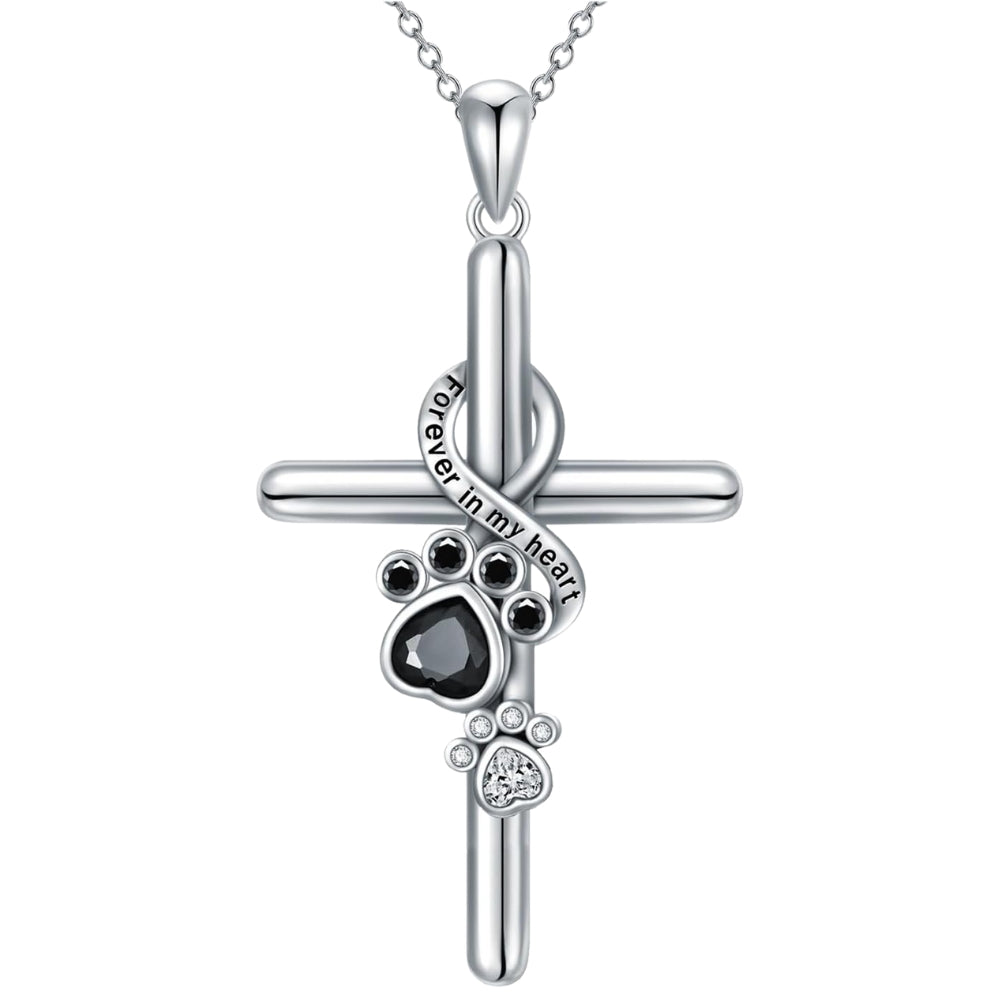 Collana color argento con Zampa e Croce
